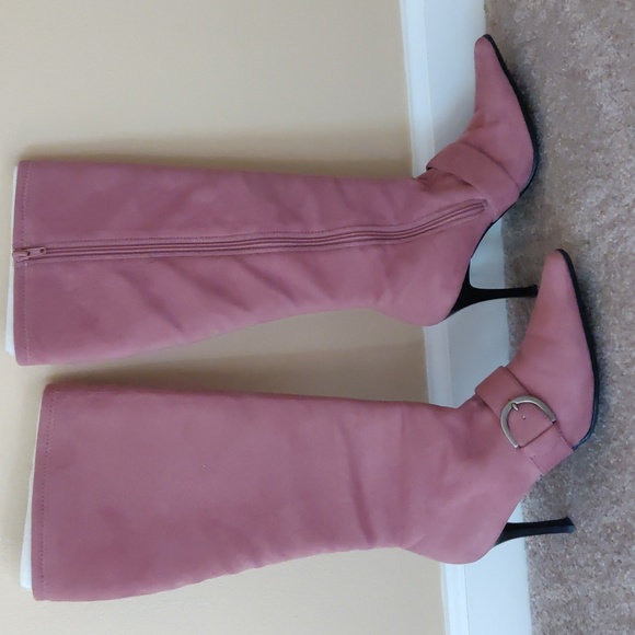 Ladies Soft Mauve/Pink/Rose Suede Amanda Smith Boots Size 8 - Picture 2 of 6